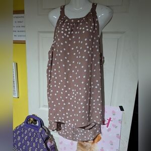 Torrid Size 3 Cream Polka Dot Sleeveless Halter Top 27 P2P